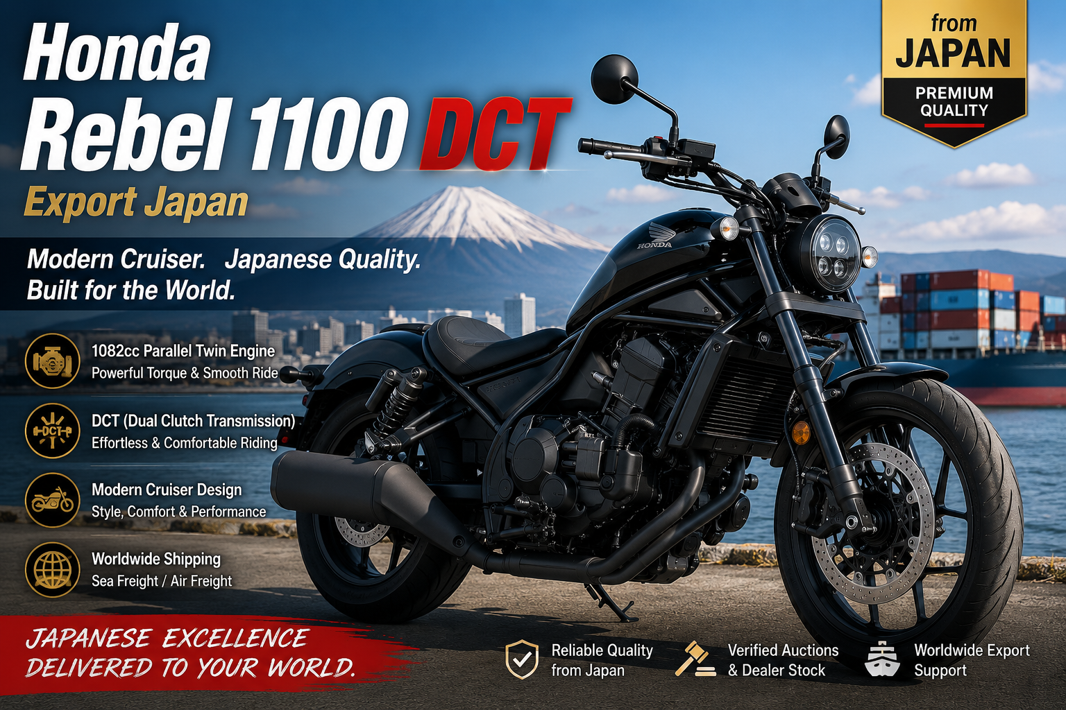 Used Honda Rebel 1100 DCT for Sale from Japan | Worldwide Export & Shipping