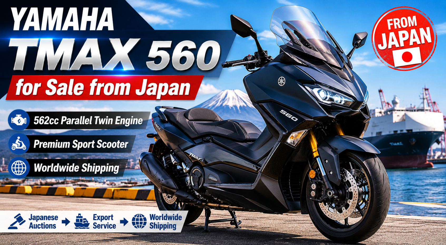 Used Yamaha TMAX 560 for Sale from Japan | Export & Worldwide Shipping
